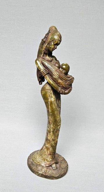 Figurine - Elegant Afrikaans Beeld – Moeder met Kind –