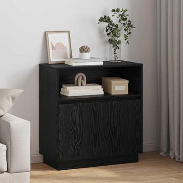 vidaXL LED Dressoir Zwart Eiken 71 x 34,5 x 75 cm Bewerkt, Huis en Inrichting, Verzenden, Nieuw