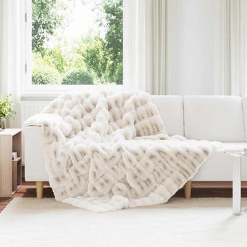 vidaXL Antislip deken van imitatie konijnenbont Olite Wit, Maison & Meubles, Verzenden