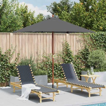 vidaXL Parasol met houten paal 150x200 cm antraciet, Verzenden, Nieuw
