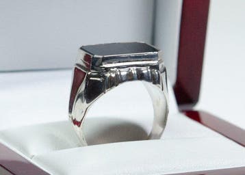 - 835 argent - Onyx - Anneau-signet - Bague