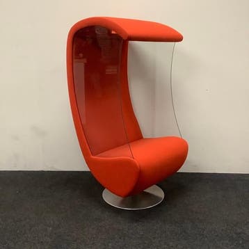 akoestische belstoel met glazen zijwanden, oranje - chroom, Gebruikt, Eén