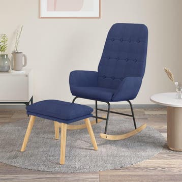 vidaXL Schommelstoel met voetenbank stof blauw, Verzenden, Nieuw