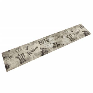 vidaXL Keukenmat wasbaar koffieprint 60x300 cm fluweel grijs, Verzenden, Nieuw