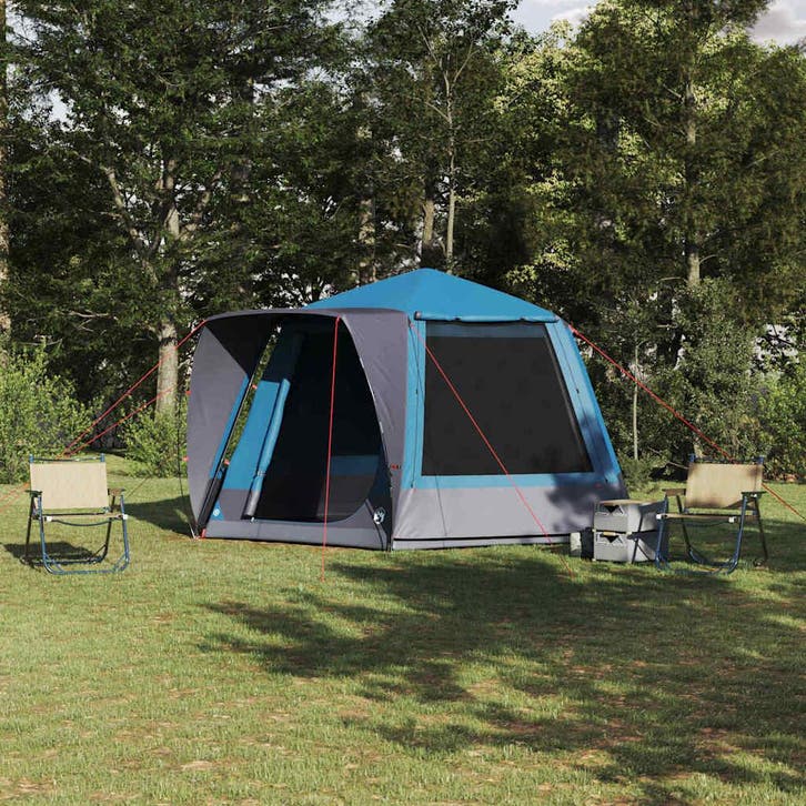 vidaXL Camping Tent Huisje met dak Blauw 420 x 420 x 227 cm, Caravans en Kamperen, Tenten, Nieuw, Verzenden