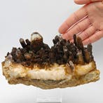 Grote iriserende kwarts met goethiet, Marokko Kristallen op