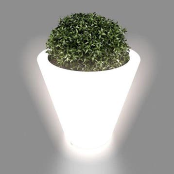 Verlichte Bloempot 50cm Wit | Massief | Beste Prijs, Tuin en Terras, Bloempotten, Kunststof, 40 cm of meer, Vierkant, Nieuw
