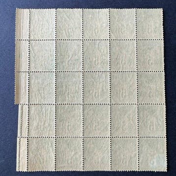 Frankrijk - Yvert 102 Sage 5c vert type I blok van 25, Gestempeld