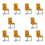 Set van 10 Leren eetkamerstoelen Remix - Toledo Leem, Ophalen of Verzenden, Nieuw, Leer, Eén
