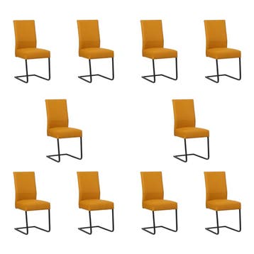 Set van 10 Leren eetkamerstoelen Remix - Toledo Leem, Ophalen of Verzenden, Nieuw, Leer, Eén