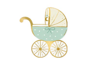 Blauwe Servetten Kinderwagen 14cm 20st, Verzenden