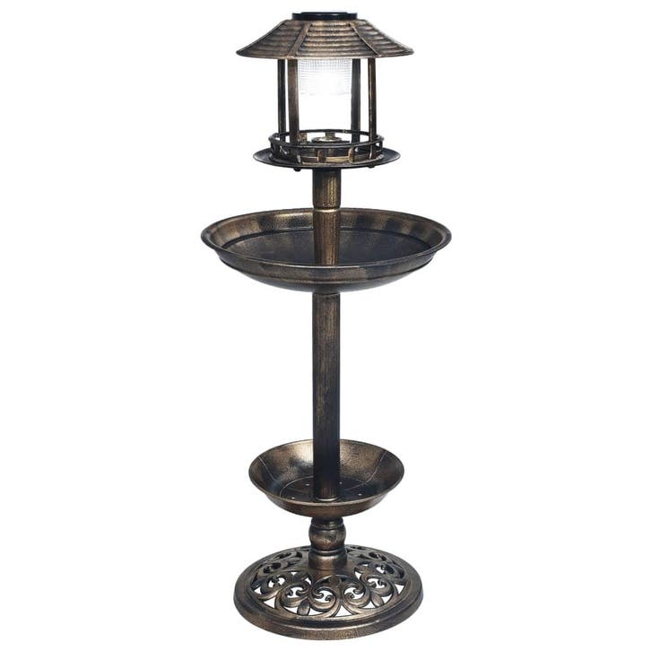 vidaXL Vogelbadje met solar LED-verlichting kunststof, Jardin & Terrasse, Maisons & Bains d'oiseaux, Envoi