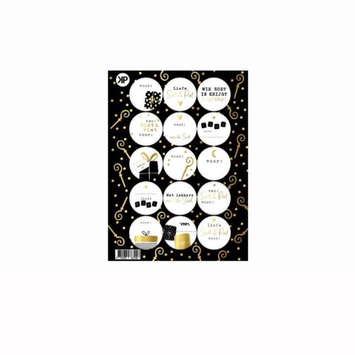 A5 Stickervel Sinterklaas zwart wit goud 15 stickers, Hobby & Loisirs créatifs, Autocollants & Images, Envoi