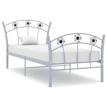 vidaXL Bedframe met voetbaldesign metaal grijs 90x200 cm, Verzenden