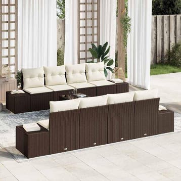 vidaXL Tuinbank Set 8 st Bruin en Crème poly rattan, Verzenden, Nieuw
