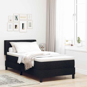 vidaXL Boxspring bed met hoofdeinde Zwart 200 x 90 cm Stof, Verzenden, Nieuw