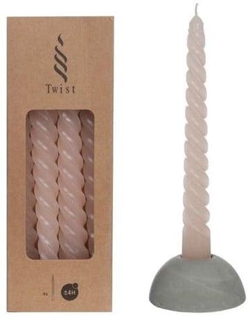 Kaarsen Gedraaid Zachtroze Witpink 19 cm Ø2,2 set 4 stuks, Huis en Inrichting, Nieuw