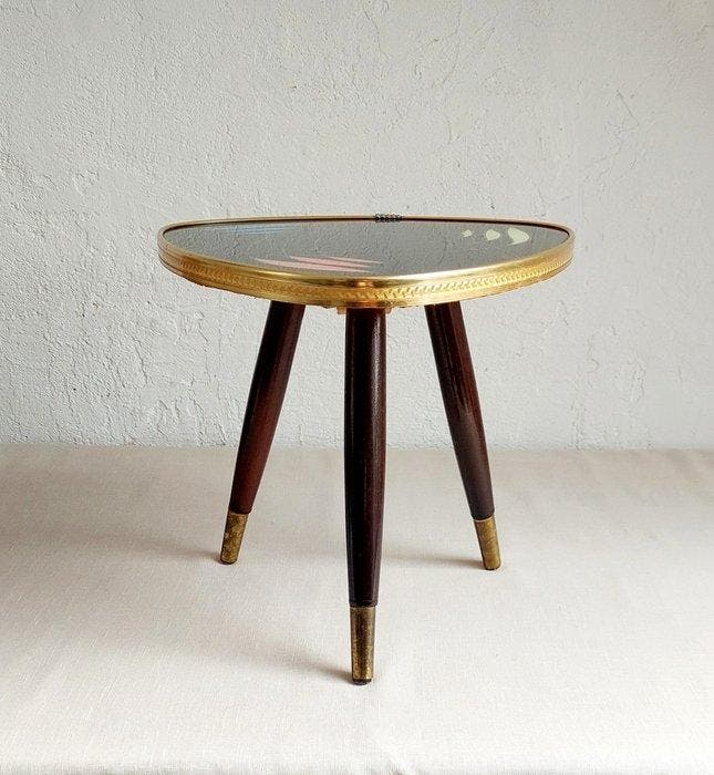 Table dappoint - Bois, Verre, Cuivre - table à plantes, Antiquités & Art, Art | Objets design