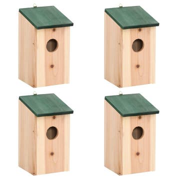 vidaXL Vogelhuisjes 4 st 12x12x22 cm hout, Tuin en Terras, Verzenden, Nieuw