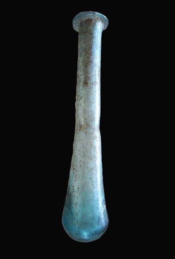 Oud-Romeins Glas Iriserende Aqua Blue Unguentarium
