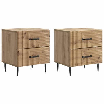vidaXL Nachtkastje met lade 2 pcs Artisanaal eiken 43 x 34,5, Verzenden, Nieuw