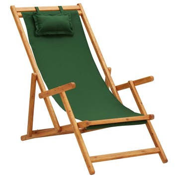 vidaXL Opklapbare stoel van massief eucalyptushout en stof,, Jardin & Terrasse, Verzenden