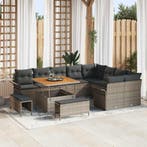 vidaXL Tuinbank Set met kussen 12 pcs Grijs poly rattan, Tuin en Terras, Tuinsets en Loungesets, Verzenden, Nieuw