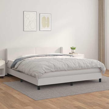 vidaXL Boxspring met matras kunstleer wit 160x200 cm, Verzenden