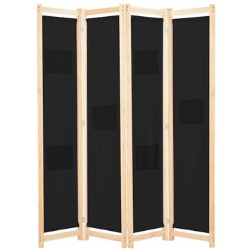 vidaXL Kamerscherm met 4 panelen 160x170x4 cm stof zwart, Verzenden