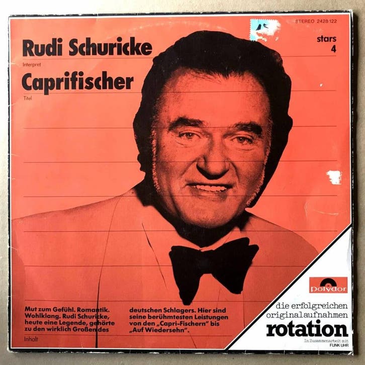 Rudi Schuricke – Caprifischer (1-12-Vinyl-LP), CD & DVD, Vinyles | Pop, Enlèvement ou Envoi