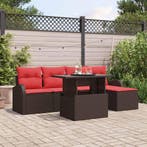 vidaXL Tuinbank Set met opslag 6 pcs Bruin poly rattan, Verzenden