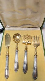Bestekset (4) - Verguld messing, zilver - Servies voor