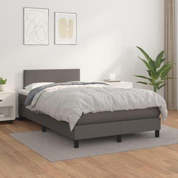 vidaXL Boxspring met matras kunstleer grijs 120x200 cm, Verzenden, Nieuw