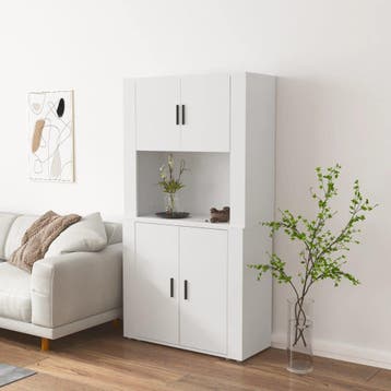 vidaXL Hoge kast bewerkt hout wit, Verzenden, Nieuw