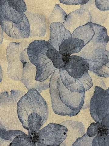Elegante cretonne-stof Toile de Jouy blauw met typisch