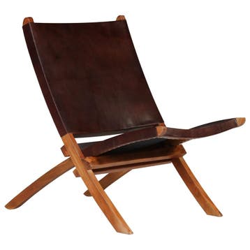 vidaXL Opklapbare stoel van bruin echt leer, Huis en Inrichting, Stoelen, Verzenden, Nieuw