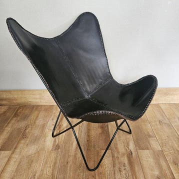Chaise - Chaise papillon Butterfly (3107) - Cuir, Métal