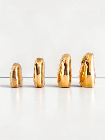 Set of 4 Vintage Mid-Century Brass Owl Figurines - Stylized, Antiek en Kunst