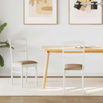 vidaXL Eetkamerstoel 2 st Massief Rubberhout Wit en Bruin, Verzenden, Nieuw