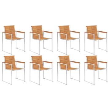 vidaXL Tuinstoelen 8 st massief acaciahout en roestvrij, Tuin en Terras, Tuinstoelen, Verzenden, Nieuw