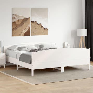 vidaXL Bedframe zonder matras massief grenenhout wit 200x200, Verzenden