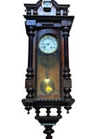 Wandklok - Art Nouveau - Walnoot - 1930-1940 - Zijramen