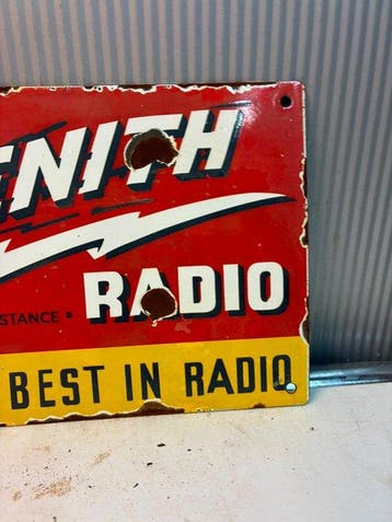 Zenith Radio – Vintage emaille reclamebord – Long Distance –