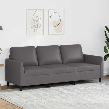 vidaXL Driezitsbank / zetel 180 cm kunstleer grijs, Huis en Inrichting, Zetels | Zetels, Verzenden, Nieuw