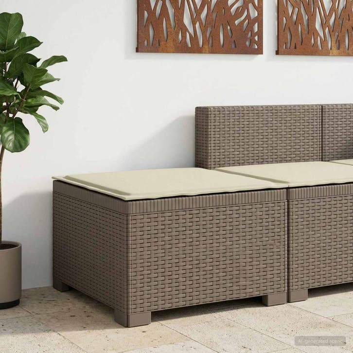 vidaXL Eén-zits Tuin Sofa met Kussen Rieten Look PP, Tuin en Terras, Tuinsets en Loungesets, Nieuw, Verzenden