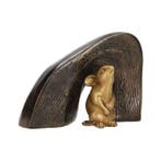 Beeldje - Mouse in house - Brons
