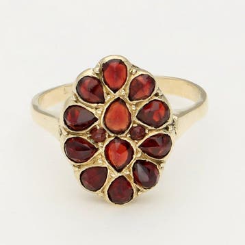 Ring - 14 karaat Geel goud - Granaat, Nieuw