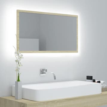 vidaXL Badkamerspiegel LED 80x8,5x37 cm acryl sonoma, Huis en Inrichting, Verzenden, Nieuw