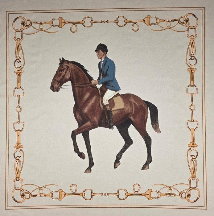 Decoratief paardentapijt Chevalier van katoen - 140x140cm, Antiquités & Art, Tapis & Textile