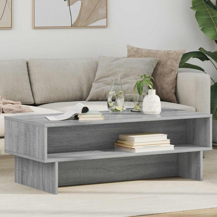 vidaXL Salontafel Grijs Sonoma 100 x 46 x 35 cm Bewerkt hout, Maison & Meubles, Tables | Tables de salon, Envoi
